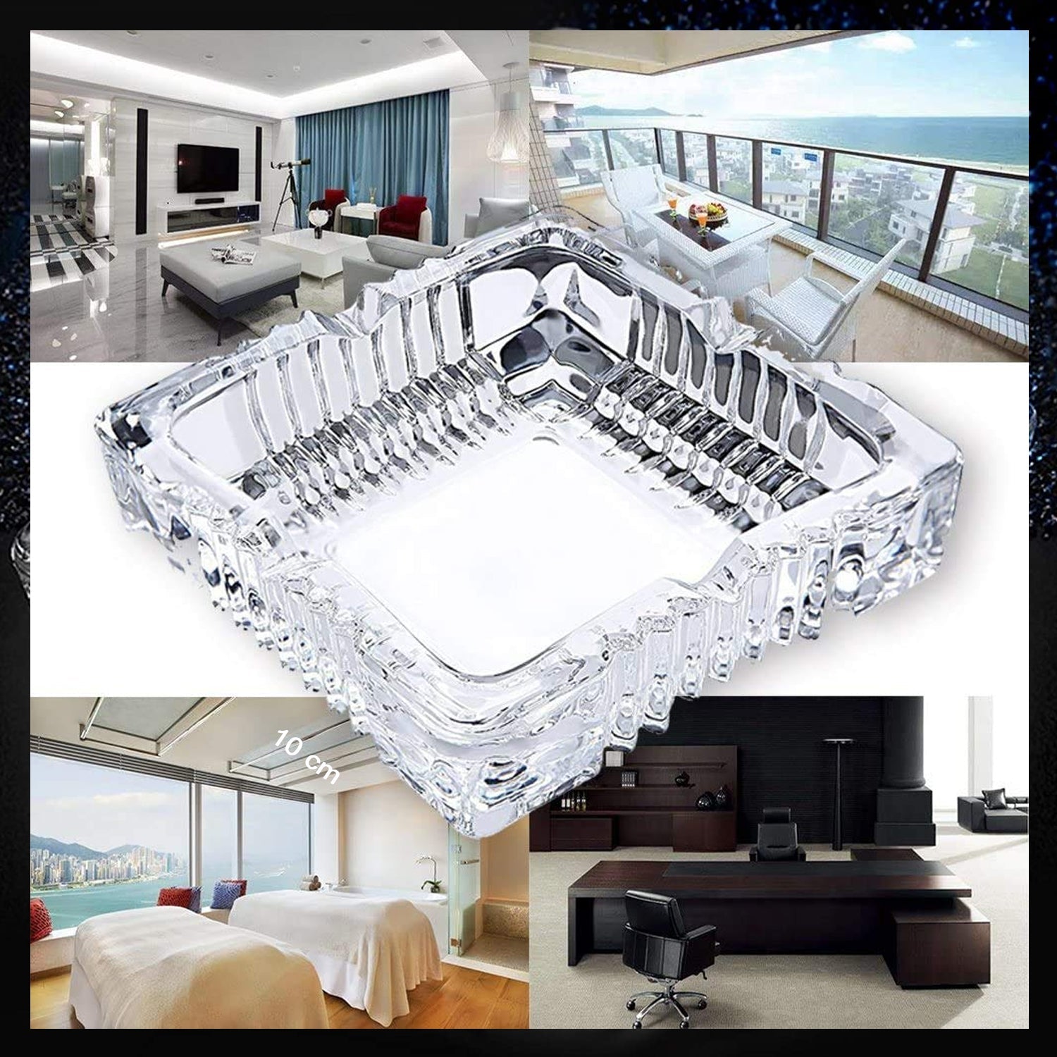 4062 Square Glass Misti Crystal Quality Cigar Cigarette Ashtray Round Tabletop for Home Office Indoor Outdoor Home Decor DeoDap 4062 Square Glass Misti Crystal Quality Cigar Cigarette Ashtray Round Tabletop for Home Office Indoor Outdoor Home Decor DeoDap